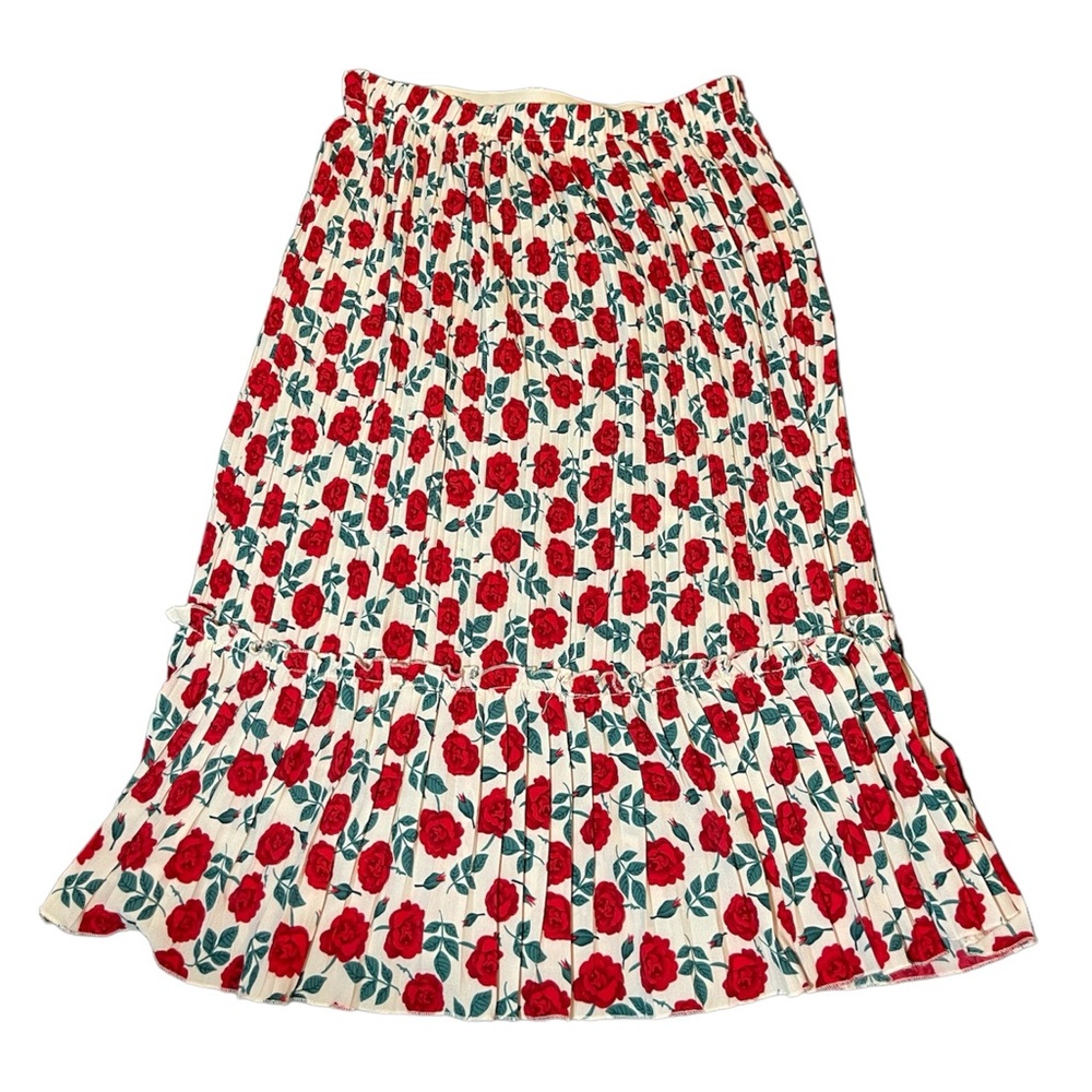 Rose printed pleated maxi skirt